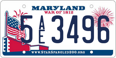 MD license plate 5AE3496