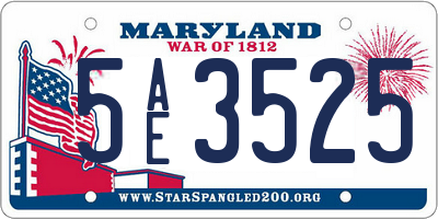 MD license plate 5AE3525