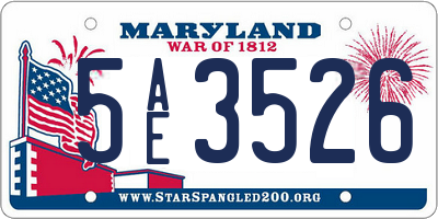 MD license plate 5AE3526