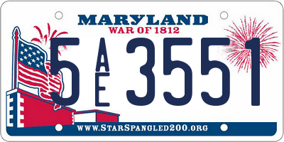 MD license plate 5AE3551