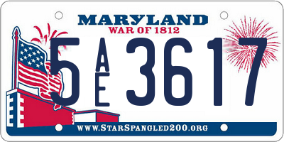 MD license plate 5AE3617