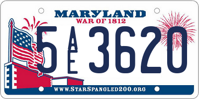 MD license plate 5AE3620