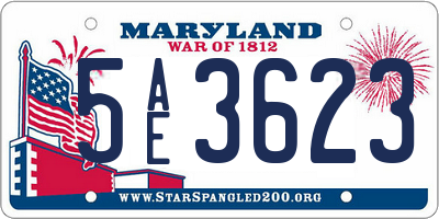 MD license plate 5AE3623