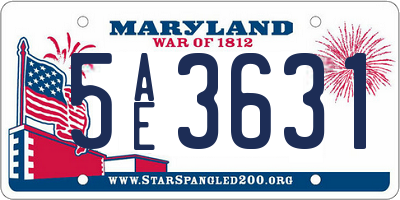 MD license plate 5AE3631