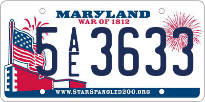 MD license plate 5AE3633