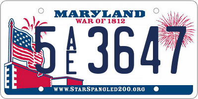 MD license plate 5AE3647