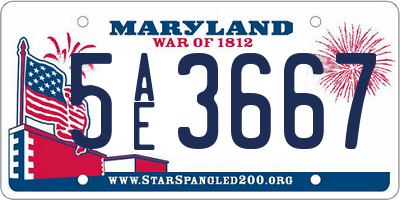 MD license plate 5AE3667
