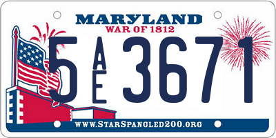 MD license plate 5AE3671
