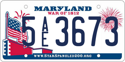 MD license plate 5AE3673