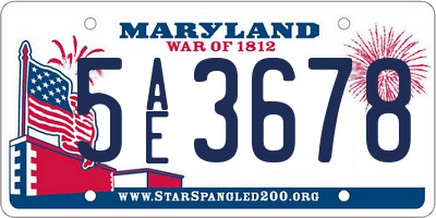 MD license plate 5AE3678