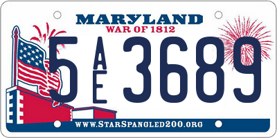 MD license plate 5AE3689