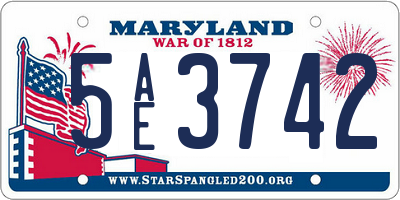 MD license plate 5AE3742