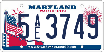 MD license plate 5AE3749