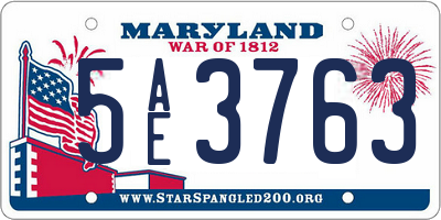 MD license plate 5AE3763