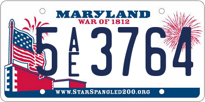 MD license plate 5AE3764