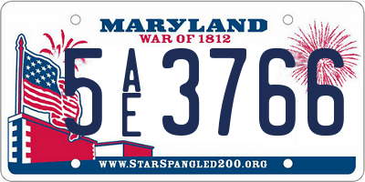 MD license plate 5AE3766