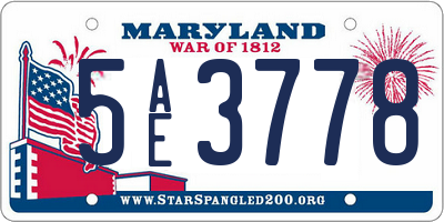 MD license plate 5AE3778