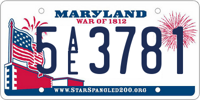 MD license plate 5AE3781