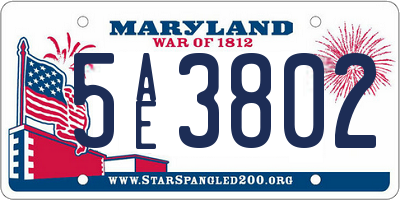MD license plate 5AE3802