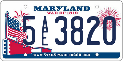 MD license plate 5AE3820