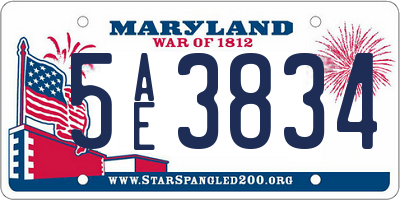 MD license plate 5AE3834