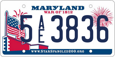 MD license plate 5AE3836
