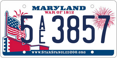 MD license plate 5AE3857