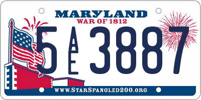 MD license plate 5AE3887