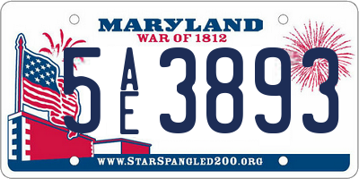 MD license plate 5AE3893