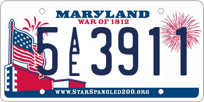 MD license plate 5AE3911