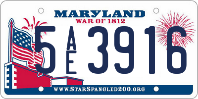 MD license plate 5AE3916