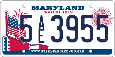 MD license plate 5AE3955