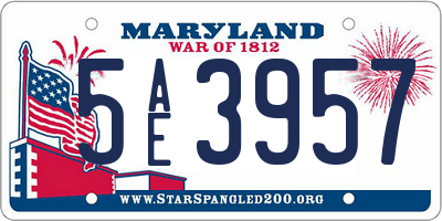 MD license plate 5AE3957