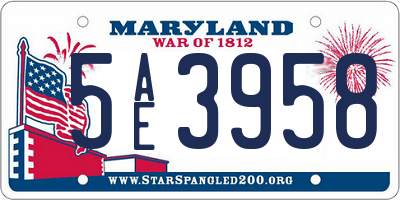 MD license plate 5AE3958