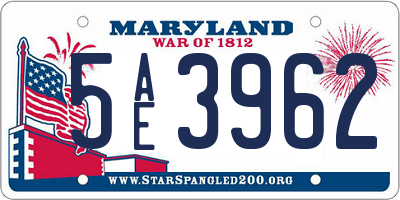 MD license plate 5AE3962