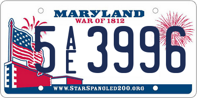 MD license plate 5AE3996