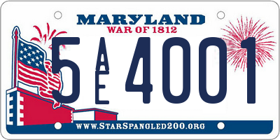 MD license plate 5AE4001