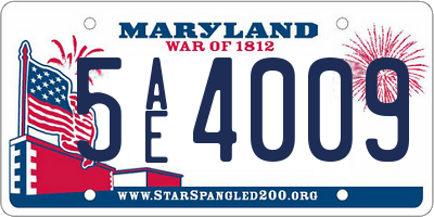 MD license plate 5AE4009