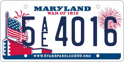 MD license plate 5AE4016