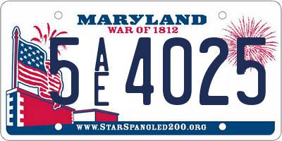 MD license plate 5AE4025
