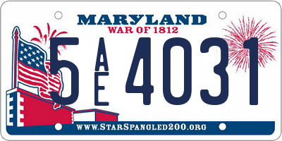 MD license plate 5AE4031