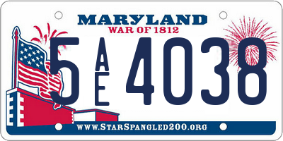 MD license plate 5AE4038