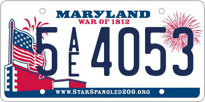MD license plate 5AE4053