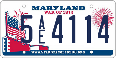 MD license plate 5AE4114