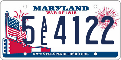 MD license plate 5AE4122