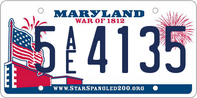 MD license plate 5AE4135