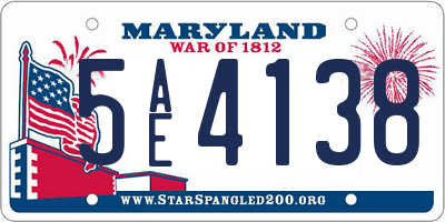 MD license plate 5AE4138