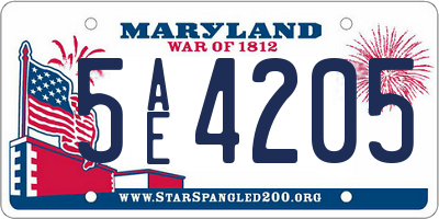 MD license plate 5AE4205