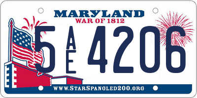 MD license plate 5AE4206