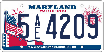 MD license plate 5AE4209